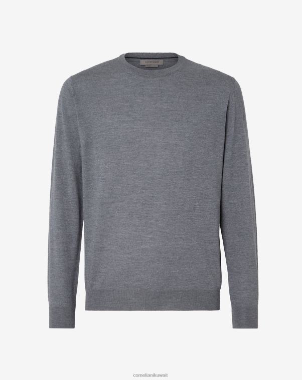 رجال Corneliani مزيج الرمادي رقبة دائرية من صوف ميرينو 18 جرامًا ملابس Z2F68114