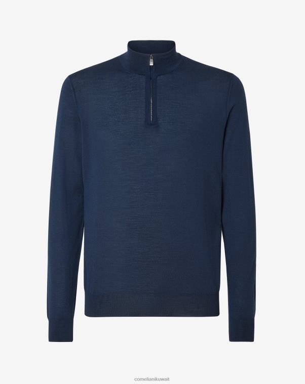 رجال Corneliani الأزرق الملكي ياقة مدورة من صوف ميرينو 18 جرامًا ملابس Z2F68135