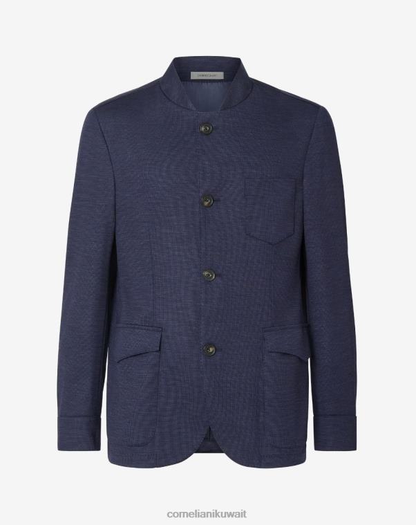 رجال Corneliani أزرق سترة ذات 4 أزرار تفوز بجيرسيه الصوف ملابس Z2F6846