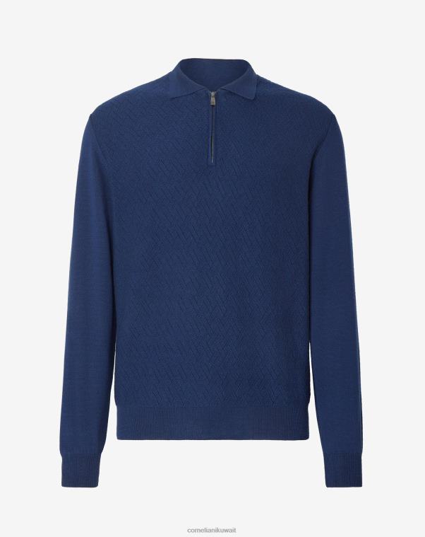 رجال Corneliani الأزرق الملكي Merinopolo مع خياطة مرتفعة ملابس Z2F68280
