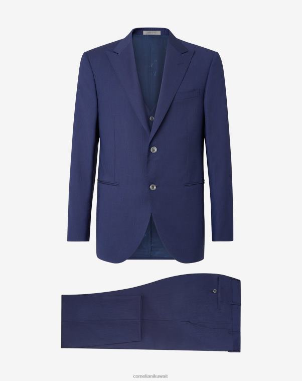 رجال Corneliani الأزرق الكلاسيكي بدلة صدرية من الصوف S130s ملابس Z2F6812