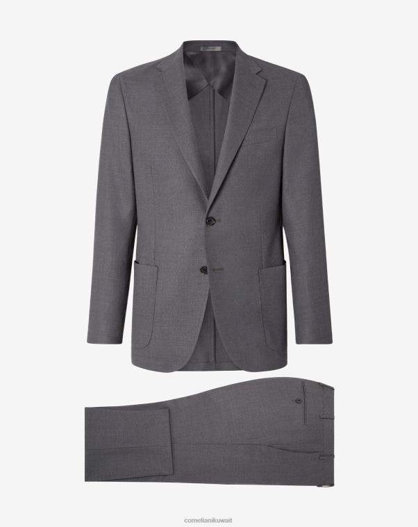 رجال Corneliani الرمادي الداكن بدلة صوف من متجر ميلانج S150 ملابس Z2F682