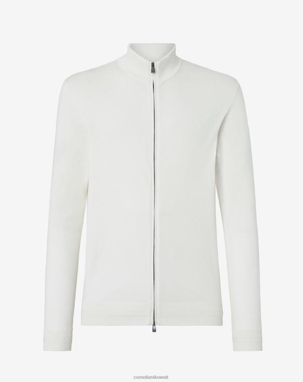 رجال Corneliani أبيض سترة من القطن بسحاب كامل ملابس Z2F68120