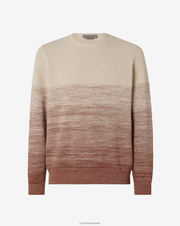 رجال Corneliani البيج الطبيعي سترة بياقة دائرية متماسكة ملابس Z2F68123