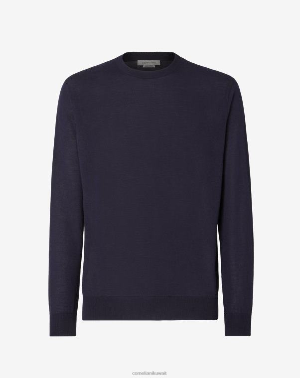 رجال Corneliani الأزرق الداكن قطن وحرير خفيف للغاية ملابس Z2F68133