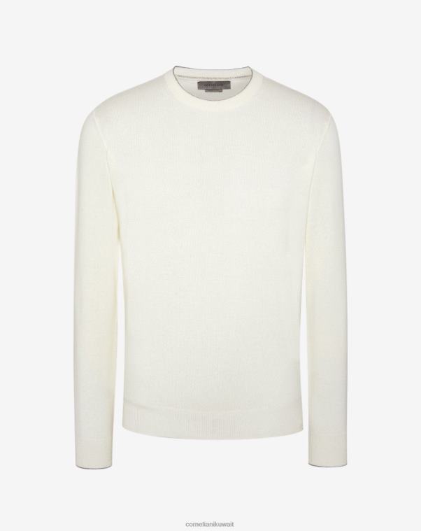 رجال Corneliani أبيض الياقة المدورة الكشمير ملابس Z2F68134