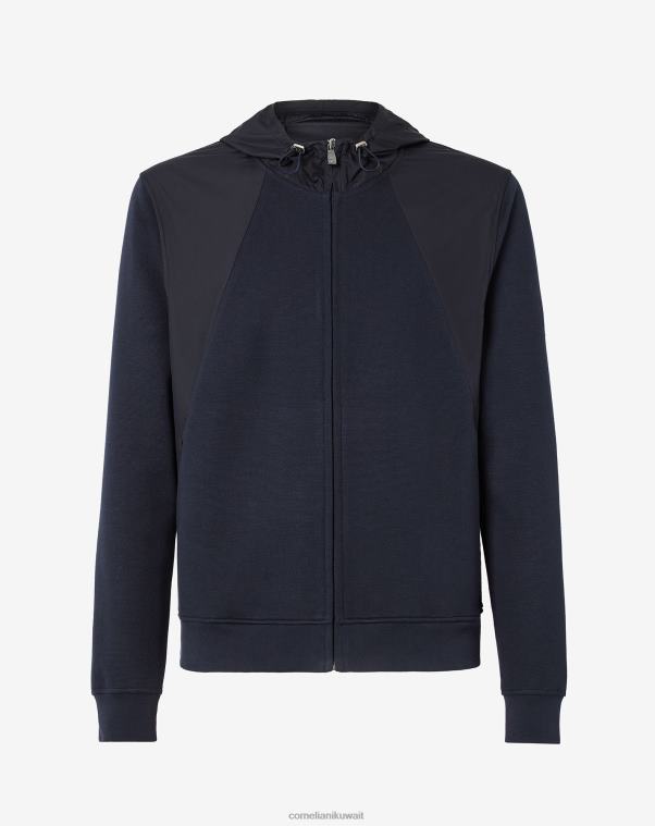 رجال Corneliani أزرق سويت شيرت من القطن بخياطة روما ملابس Z2F68137