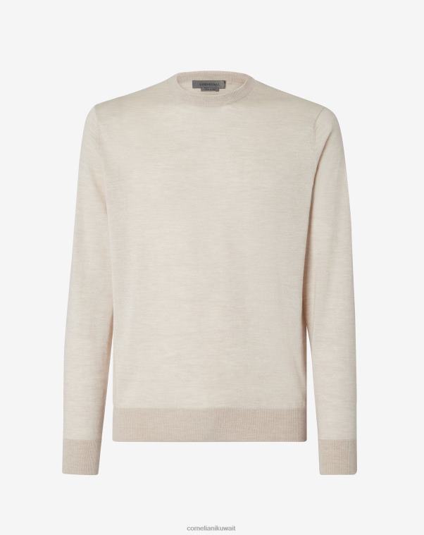 رجال Corneliani اللون البيج بلوفر من القطن والحرير خفيف للغاية ملابس Z2F68138