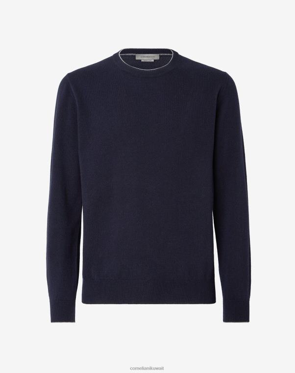 رجال Corneliani أزرق رقبة دائرية من الكشمير النقي ملابس Z2F68144