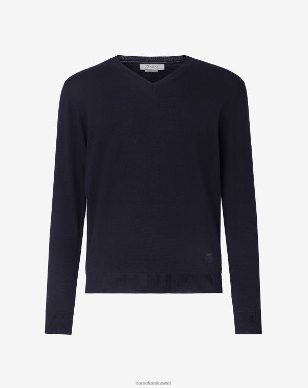 رجال Corneliani أزرق ميرينو وولف الرقبة ملابس Z2F68169