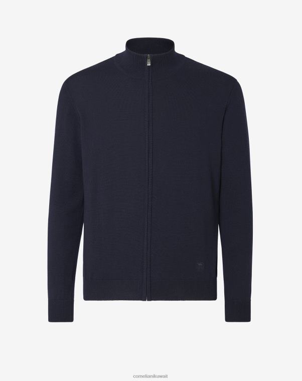 رجال Corneliani أزرق سترة من صوف ميرينو بسحاب كامل ملابس Z2F68172