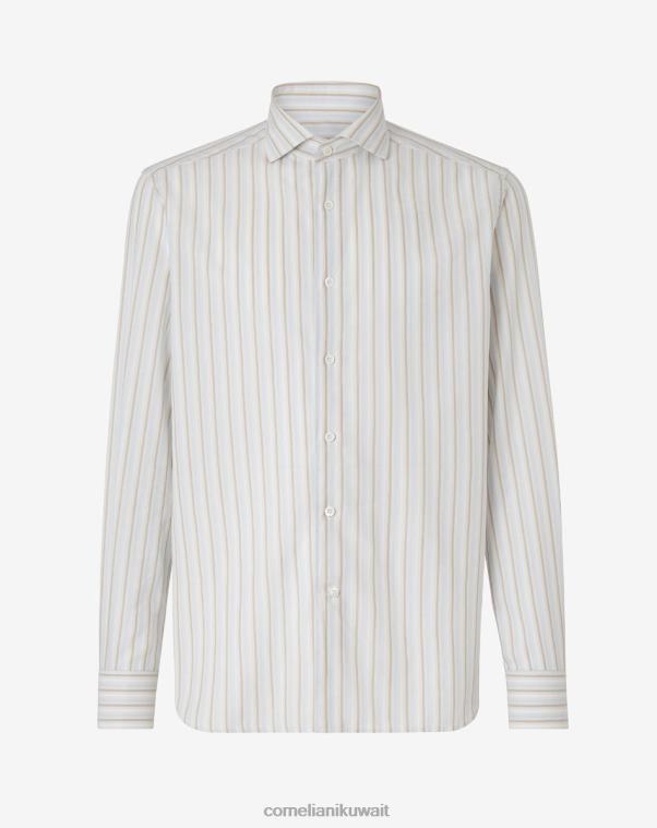 رجال Corneliani أزرق قميص مغسول بياقة مفتوحة ودائرة ملابس Z2F68188