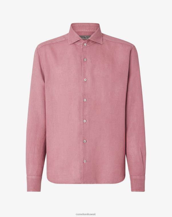 رجال Corneliani بوردو قميص من الكتان النقي ملابس Z2F68200