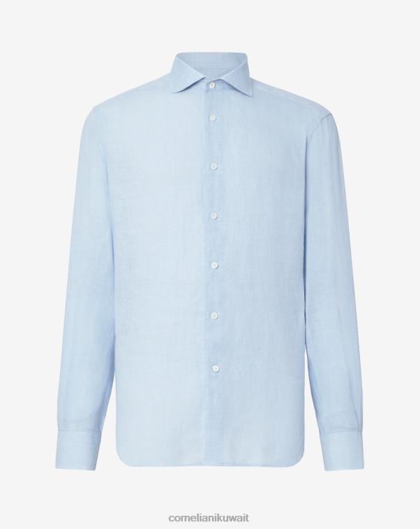 رجال Corneliani أزرق فاتح قميص القنب الدائري ملابس Z2F68208