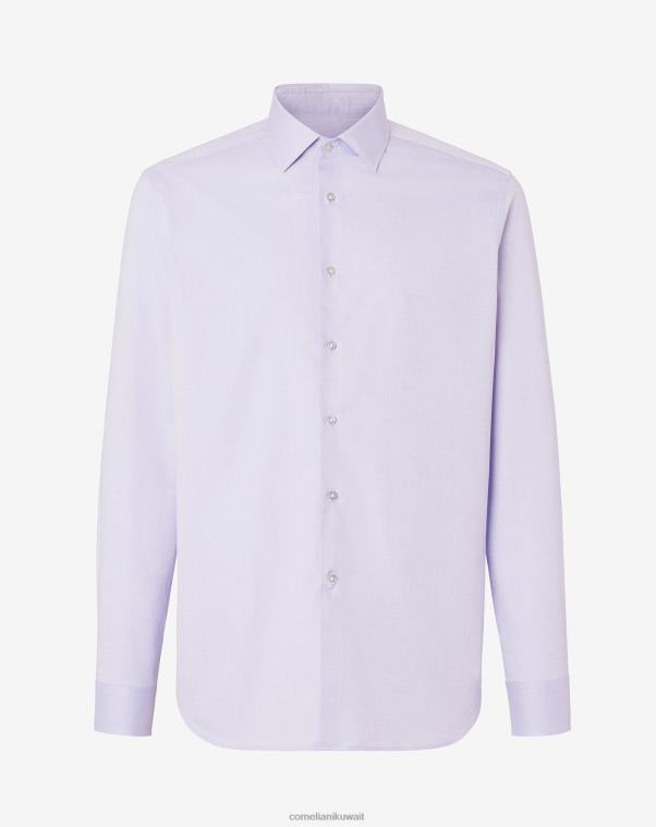رجال Corneliani أرجواني قميص البوبلين القطني ملابس Z2F68220