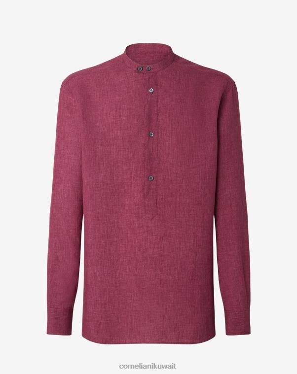 رجال Corneliani بوردو قميص من الكتان الخالص ملابس Z2F68224