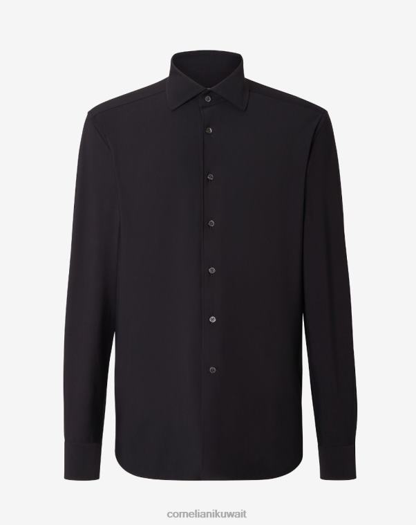 رجال Corneliani أسود قميص السفر الفني ملابس Z2F68231
