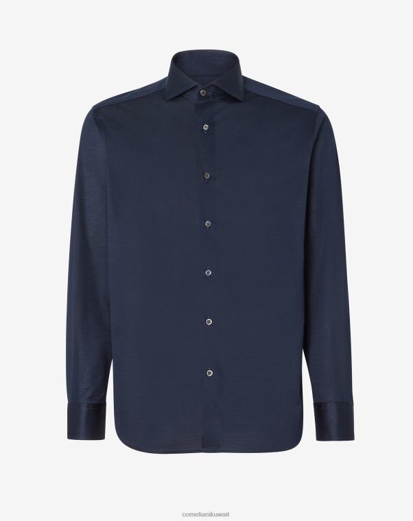 رجال Corneliani أزرق قميص قطن جيرسي ملابس Z2F68238