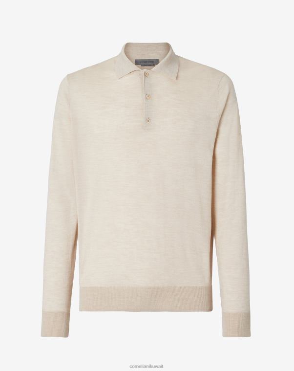 رجال Corneliani اللون البيج قميص بولو من مزيج القطن الخفيف للغاية ملابس Z2F68277