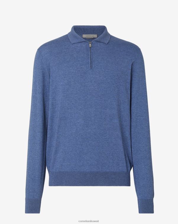 رجال Corneliani أزرق شاحب قطن كشمير وبولو حرير ملابس Z2F68282