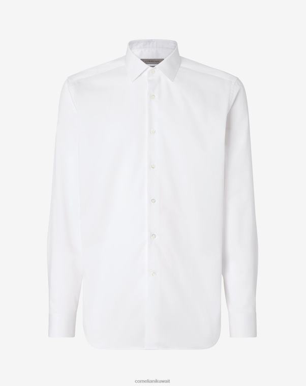رجال Corneliani الأبيض البصري قميص من القطن الأبيض البصري ملابس Z2F6829