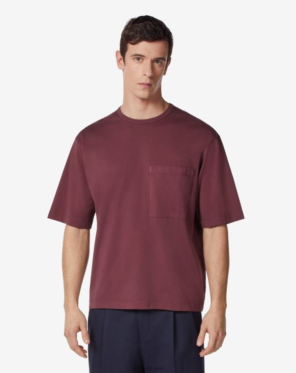 رجال Corneliani بوردو تي شيرت من القطن العضوي ملابس Z2F68303