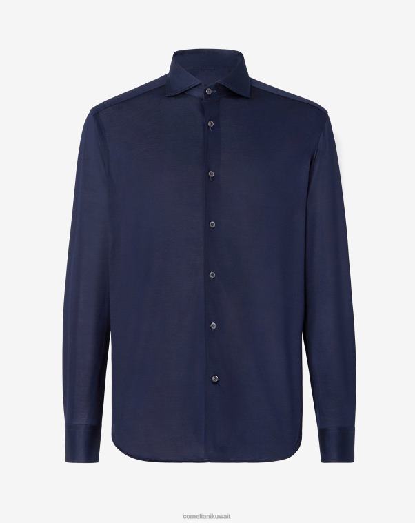 رجال Corneliani أزرق قميص قطن جيرسي ملابس Z2F6833