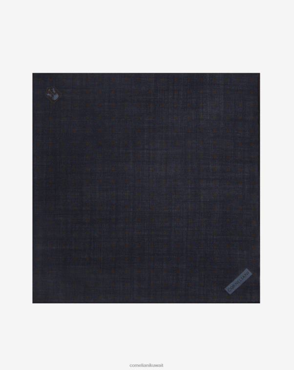 رجال Corneliani أزرق مربع جيب من الحرير والصوف المطبوع مُكَمِّلات Z2F6838