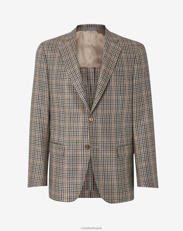 رجال Corneliani البيج الطبيعي سترة حريرية ذات زرين ملابس Z2F6854