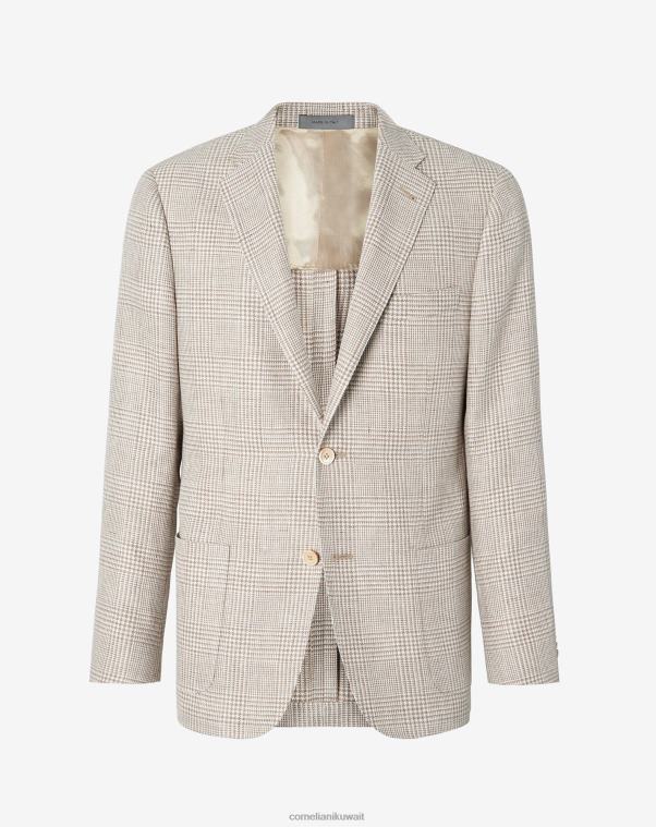 رجال Corneliani اللون البيج سترة من الكتان والصوف ذات زرين ملابس Z2F6857