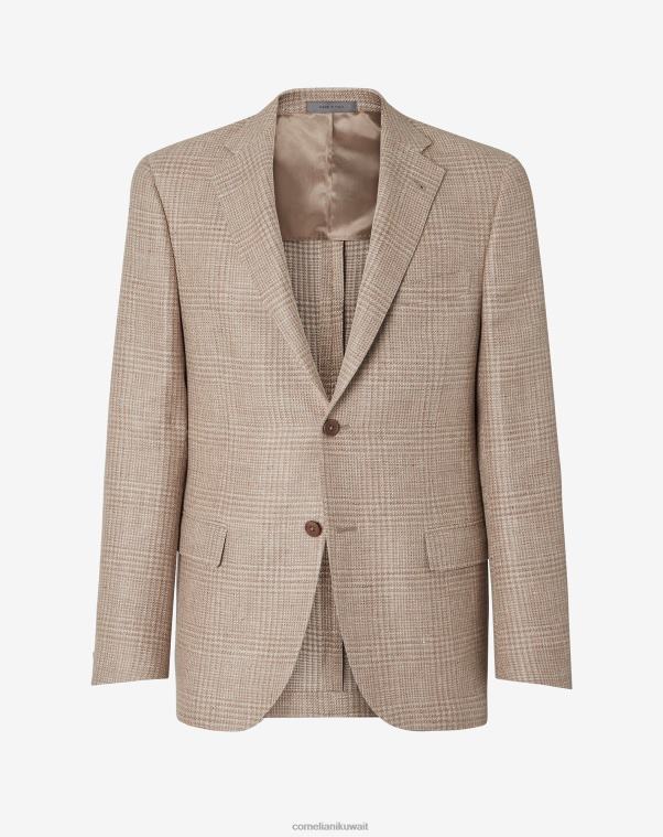 رجال Corneliani سيينا سترة من الصوف والكتان ذات زرين ملابس Z2F6858