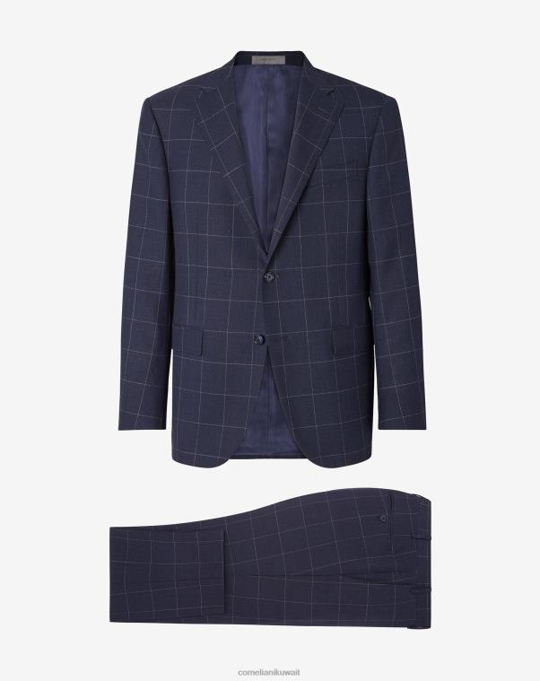 رجال Corneliani أزرق غامق بدلة من الصوف الاستوائي ملابس Z2F686