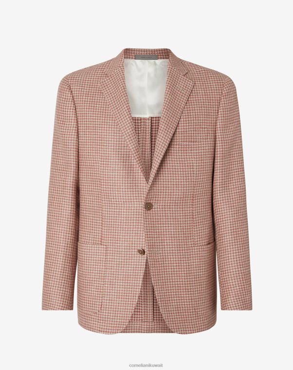 رجال Corneliani خشب الورد سترة من الصوف والكتان ذات زرين ملابس Z2F6863