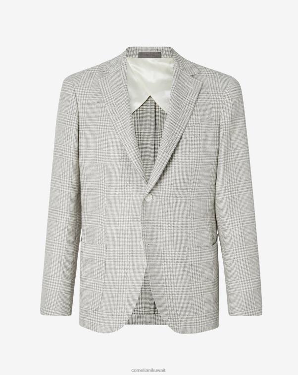 رجال Corneliani رمادي سترة من الصوف والكتان ذات زرين ملابس Z2F6865