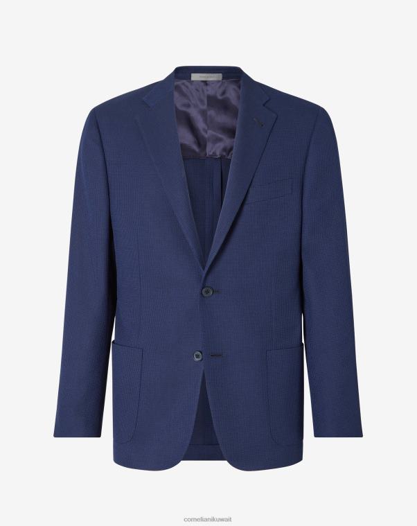 رجال Corneliani أزرق سترة من القطن والكشمير ذات زرين ملابس Z2F6872