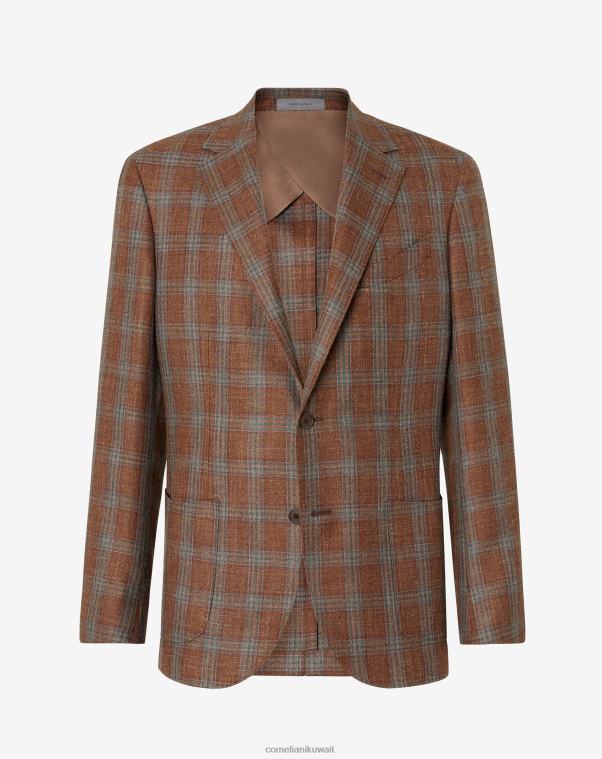 رجال Corneliani سيينا سترة من الصوف والكتان ذات زرين ملابس Z2F6874