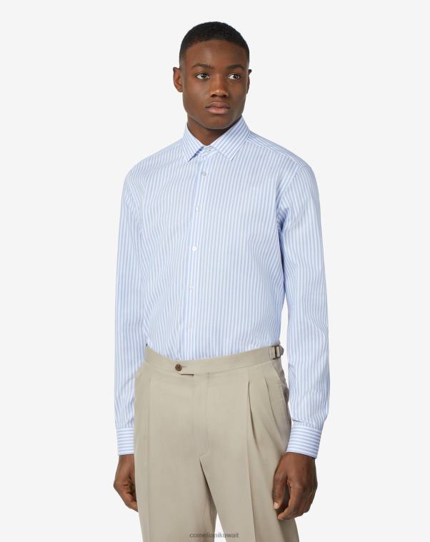 رجال Corneliani blauw gestreept overhemd in versterkt katoen ملابس Z2F68180