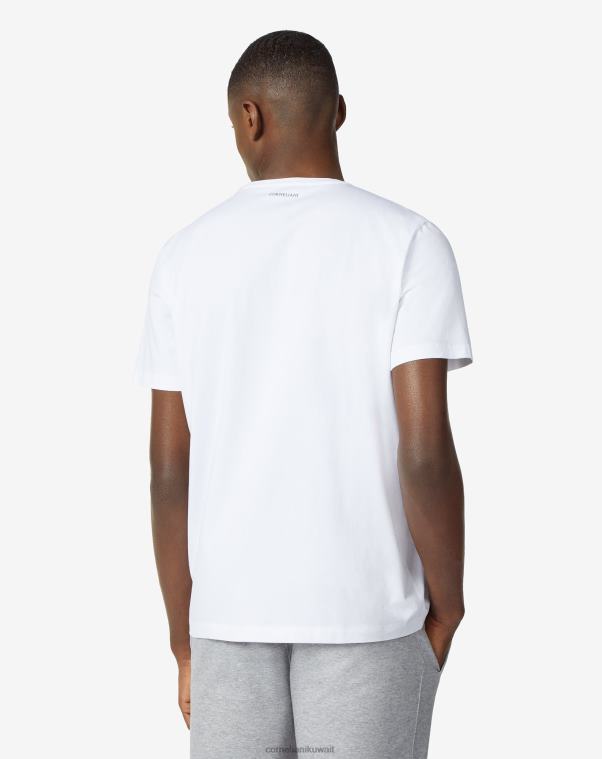 رجال Corneliani أبيض تي شيرت من القطن بياقة دائرية وطبعة ملابس Z2F68291