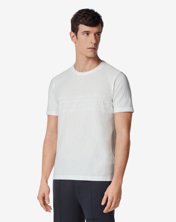 رجال Corneliani أبيض تيشيرت من القطن برقبة دائرية وشعار الماركة ملابس Z2F68300