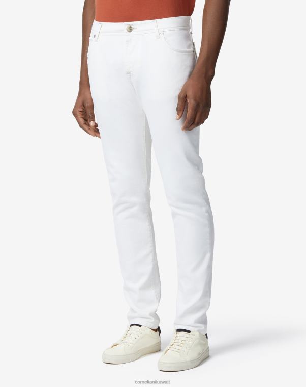 رجال Corneliani أبيض جينز مطاطي بخمسة جيوب ملابس Z2F68356