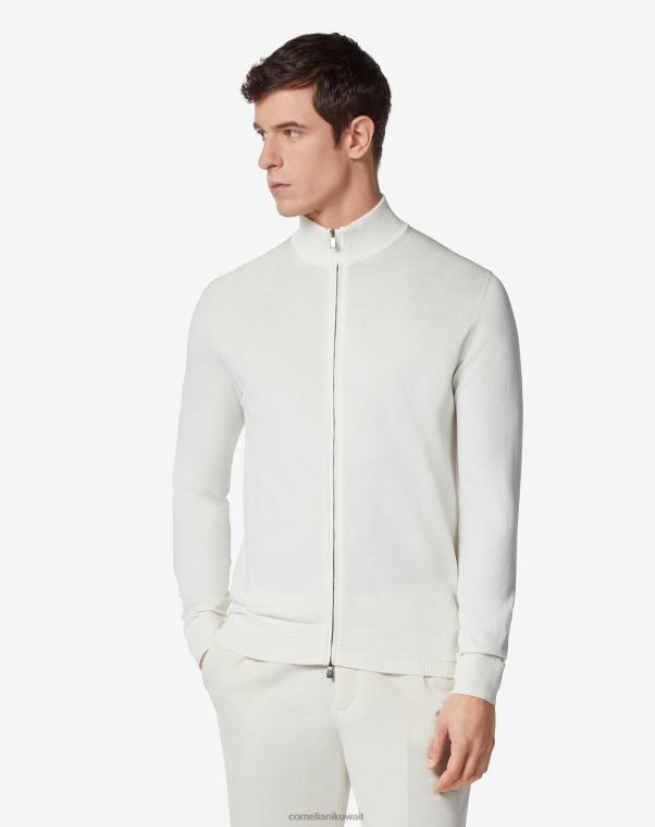 رجال Corneliani أبيض سترة من القطن بسحاب كامل ملابس Z2F68120