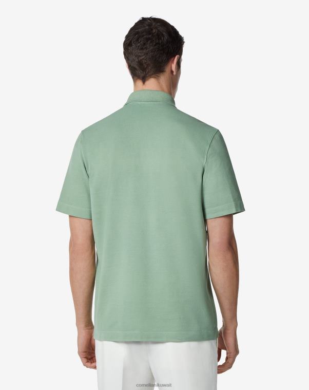 رجال Corneliani أخضر بولو بيكيه قطني مستدام ملابس Z2F68253
