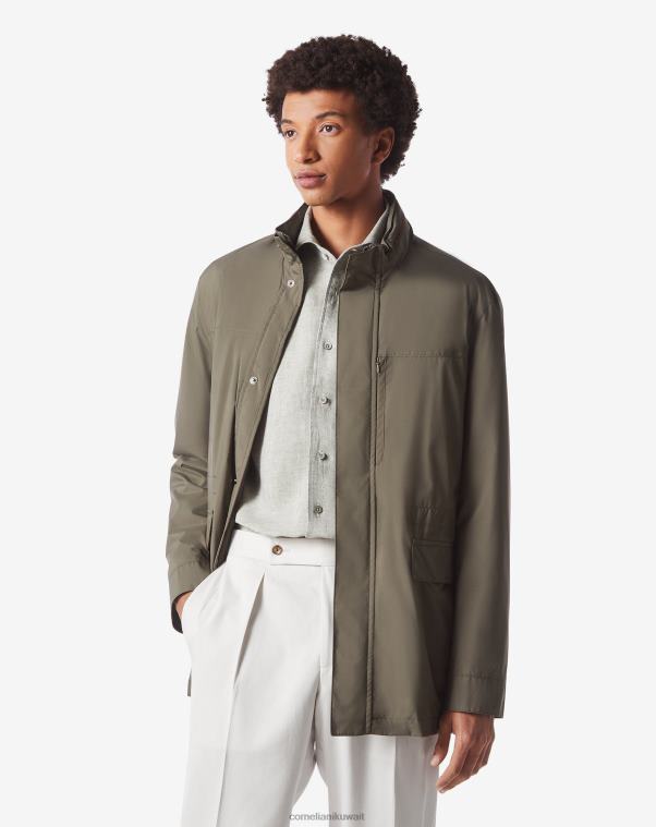 رجال Corneliani أخضر كابينة قماش مقاومة للماء ملابس Z2F6891