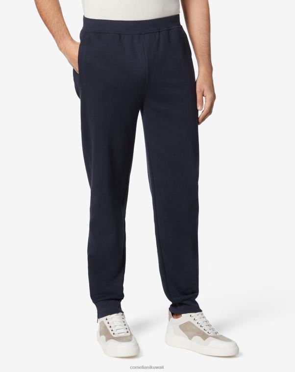 رجال Corneliani أزرق السراويل في القطن غرزة روما ملابس Z2F68362