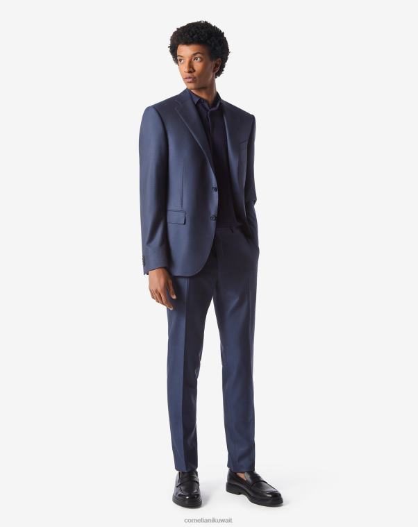رجال Corneliani أزرق بدلة صوفية من نسيج التويل S160s ملابس Z2F6814