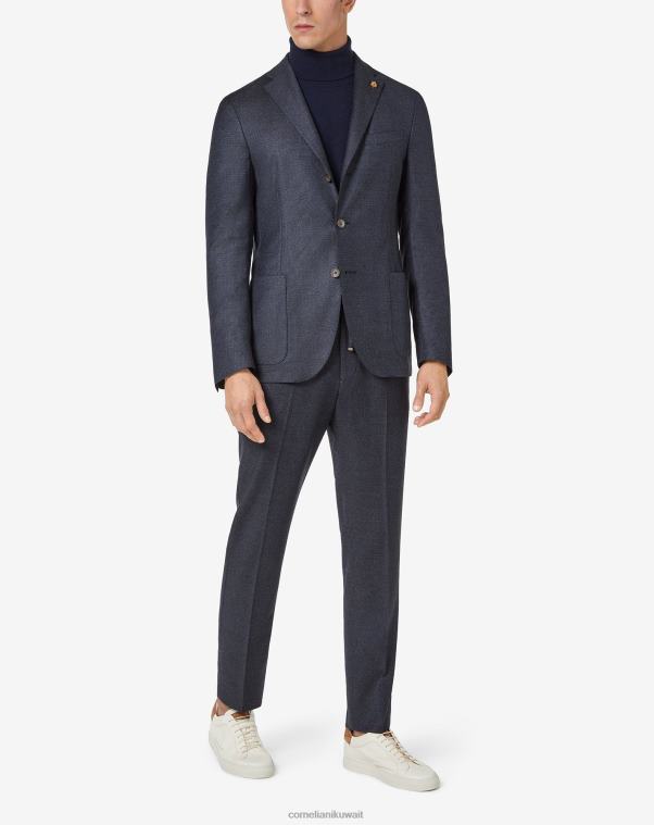 رجال Corneliani أزرق بدلة من صوف اللايوسل والكشمير المرن ملابس Z2F6825