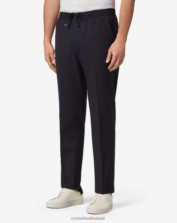 رجال Corneliani أزرق بنطال رياضي على شكل دائرة من القطن العضوي والصوف ملابس Z2F68319