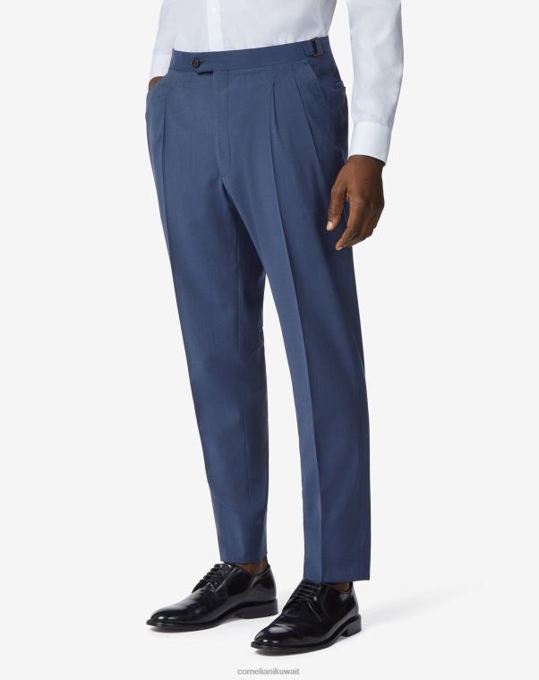 رجال Corneliani أزرق بنطالان من الصوف بكسرات S120s ملابس Z2F68324