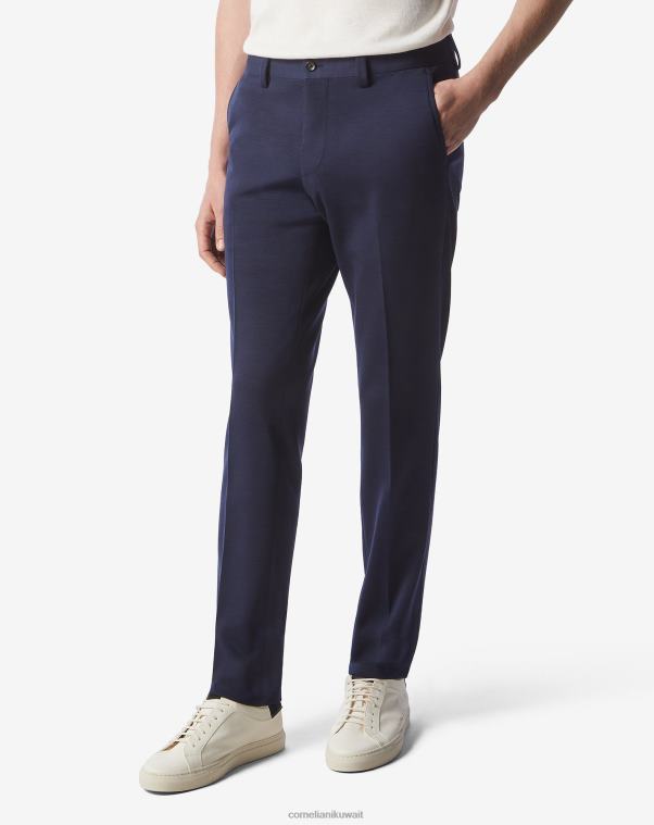 رجال Corneliani أزرق بنطلون من الصوف المفتوح والقطن ملابس Z2F68329