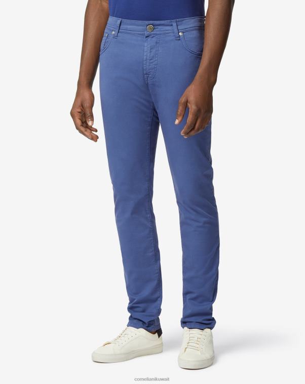 رجال Corneliani أزرق بنطلون من القطن المطاطي بخمسة جيوب ملابس Z2F68348
